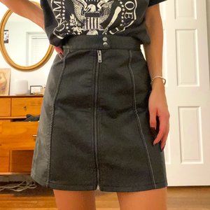 Faux leather A-Line Skirt with Zipper front - ZARA